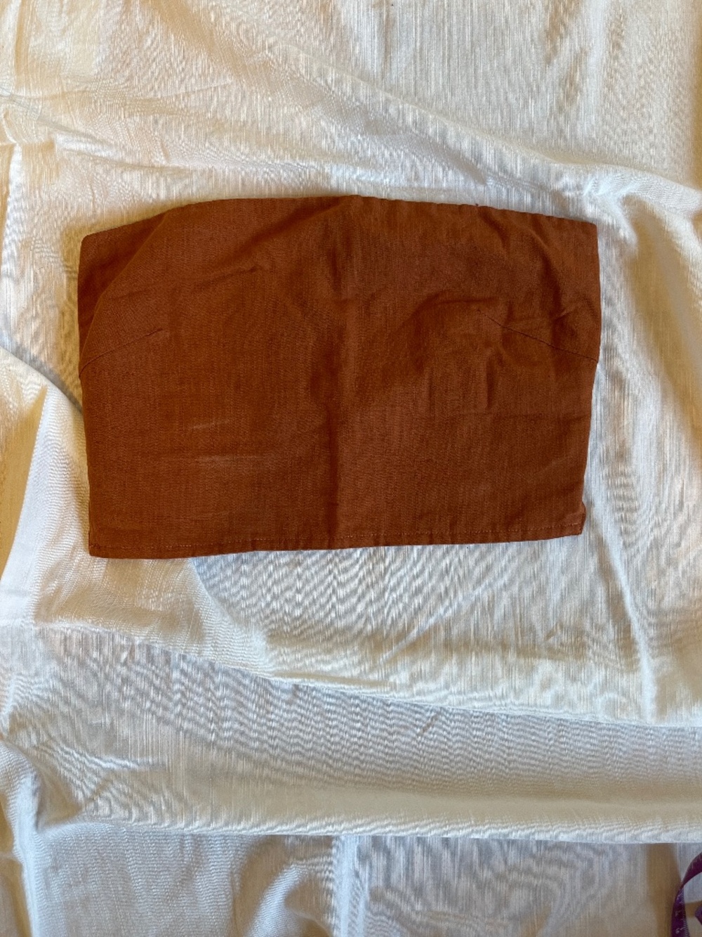 Linen Strapless Tube Top in Rust XS Boho Minimalist